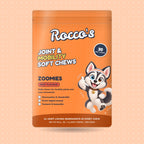 Zoomies soft chews, beef flavour, front of pack